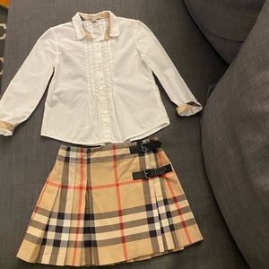 Burberry Girls shirt and skirt set